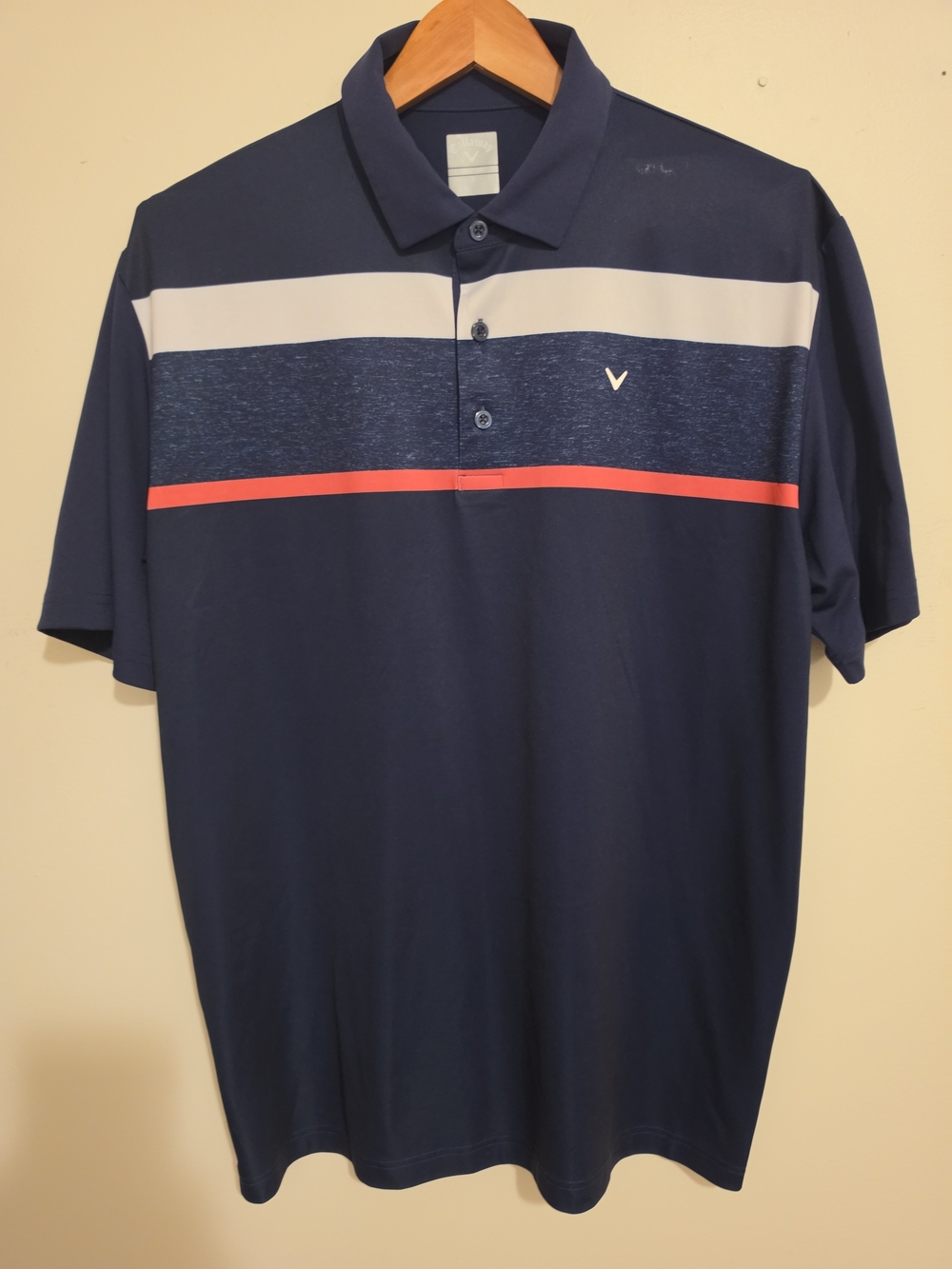 Callaway‎ Men’s Navy Polo with White and Red Stripe
